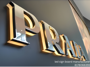 Front golden with back acrylic led signage board