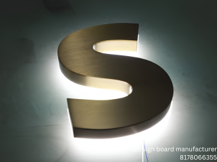 golden stainless steel backlit signages