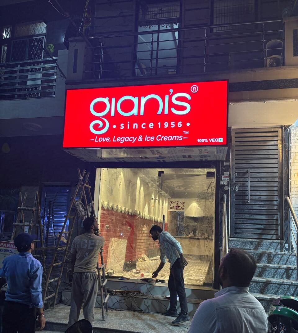 Giani's acrylic signage work done by radhika enterprises